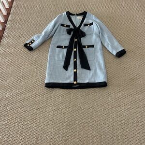 Tuckernuck Pomander Place Light Blue and Black Jacket Dresswith Gold Accents